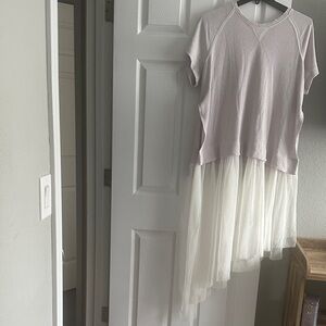 Free People Lavender and White Layered Top